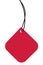 Blank Red Cardboard Sale Tag And Black String, Empty Square Price Label Background, Vertical Isolated Detailed Hanging Badge