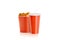 Blank red food bucket with cup with straw mockup,