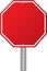 Blank red octagon road sign isolated