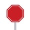 Blank red octagon transportation sign with pole