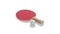 Blank red table tennis racket with ball mockup, looped rotation