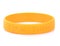 Blank rubber plastic stretch yellow bracelet isolated on white b