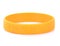 Blank rubber plastic stretch yellow bracelet isolated on white b