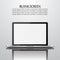 Blank screen. Laptop with reflection and shadow. Vector illustration