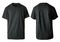 Blank shirt mock up template, front and back view, plain black t-shirt isolated on white. Tee design mockup presentation