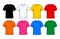 Blank Short Sleeve Eight Color T-shirt Template Round Neck Vector Illustration