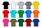 Blank Short Sleeve Fifteen Color T-shirt Template Round Neck Vector Illustration