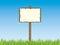 Blank sign post with grass