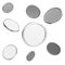 Blank silver coins on white background