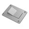 Blank, silver, power switch button. Angled view. 3D render