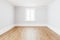 Blank simple interior room background empty white walls corner and white wood floor contemporary,3D rendering