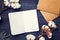 Blank sketchbook on a wooden background