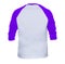 Blank sleeve Raglan t-shirt mock up templates color white/purple back view on white background