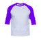 Blank sleeve Raglan t-shirt mock up templates color white/purple front view on white background