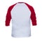 Blank sleeve Raglan t-shirt mock up templates color white/red back view on white background