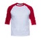 Blank sleeve Raglan t-shirt mock up templates color white/red front view on white background