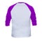 Blank sleeve Raglan t-shirt mock up templates color white/violet back view on white background