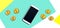 Blank smartphone with coins - earn online theme