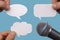 Blank speech bubbles with microphone