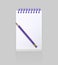 Blank spiral notepad notebook with realistic purple pen on white background. Display Mock up for your entries, vector