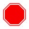 Blank stop sign icon, red isolated on white background, vector illustration.