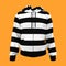 Blank striped hooded sweatshirt  mockup with zipper in front view