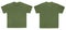 Blank T Shirt color military green template front and back view