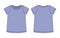 Blank t shirt technical sketch. Cool blue color. Female T-shirt outline design template