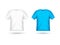 Blank t-shirt template clothing fashion. White and blue shirt design with sleeve cotton uniform