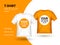 Blank t-shirt template clothing fashion. White and orange shirt design with sleeve cotton uniform