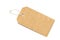 Blank tag tied with string .Paper label.Blank brown cardboard pr