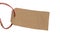 Blank tag tied with string .Paper label.Blank brown cardboard pr
