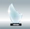 Blank tall glass trophy mockup. Empty acrylic award design mock up. Transparent crystal prize plate template.