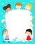 Blank template cute multiracial kids poster design vector