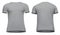 Blank template men grey t-shirt short sleeve, front and back view bottom-up, isolated on white background. Mockup concept tshirt