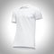 Blank template men white polo shirt short sleeve, front view half turn bottom-up, on gray background with clipping path.