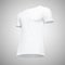 Blank template men white t shirt short sleeve, front view half turn bottom-up, on gray background. Mockup concept tshirt