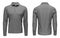 Blank template mens grey polo shirt long sleeve, front and back view, white background. Design sweatshirt mockup for print.