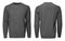 Blank template mens grey sweatshirt long sleeve, front and back view, white background. Design pullover mockup for print.