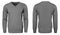 Blank template mens grey sweatshirt long sleeve, front and back view, white background. Design pullover mockup for print.