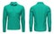 Blank template mens turquoise polo shirt long sleeve, front and back view, white background. Design sweatshirt mockup for print.