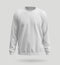 Blank template mens white knitted sweater, front view. 3d rendering.