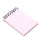 Blank template spiral pink notebook notepad, isolated white background