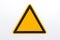 Blank triangle hazard, attention, warning, danger sign. Empty triangular sticker in yellow and black colors