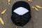 Blank trucker hat cap flat visor with black and white color