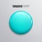 Blank turquoise glossy badge or button. 3d render.