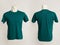 Blank turquoise tshirt template  from two sides