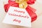 Blank, Valentine, greeting card with gift box, knitting loving c