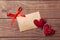 Blank Valentine`s Day Letter on a Wooden Table