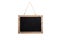 Blank vintage chalkboard with wooden frame and rope for hanging